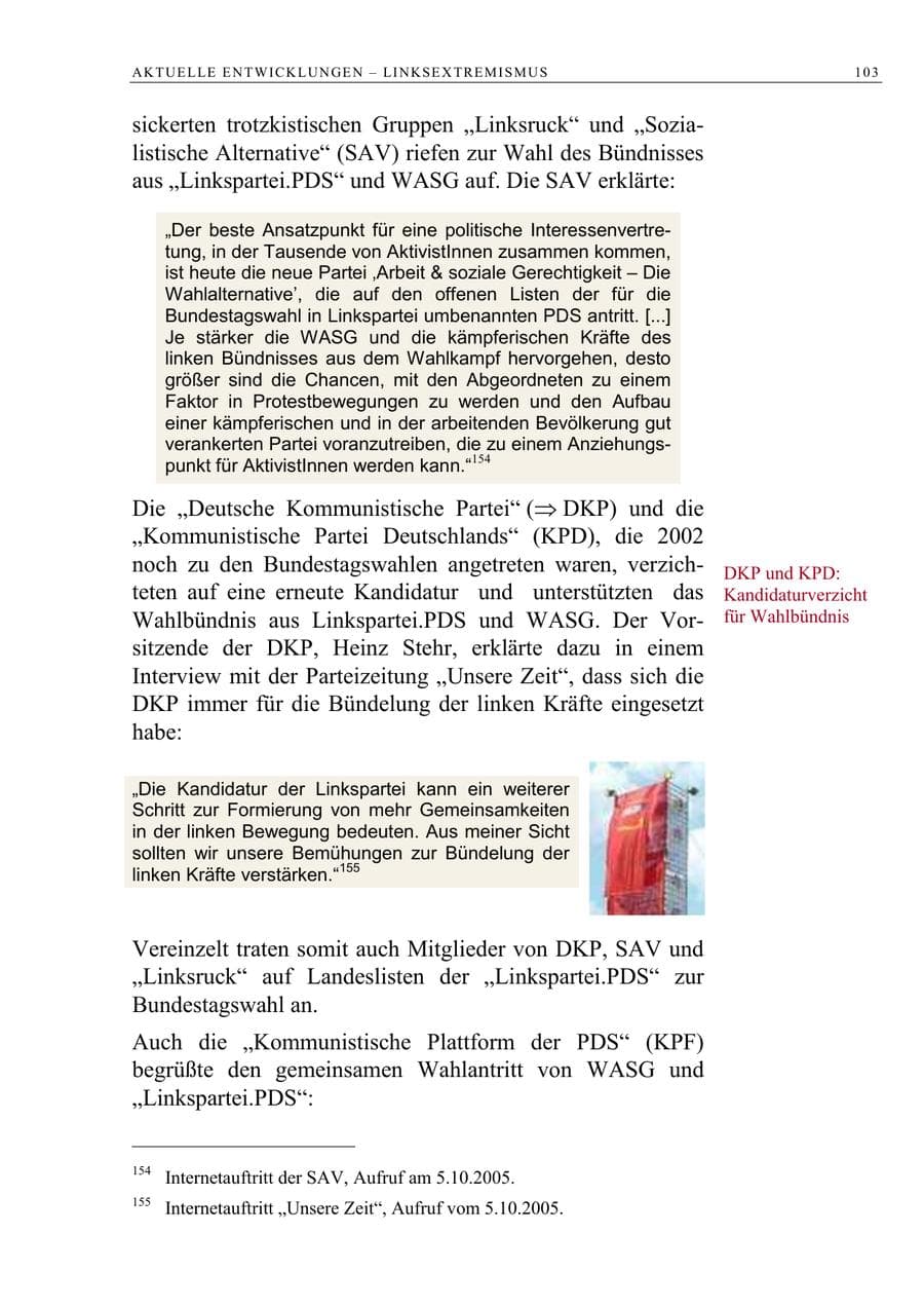 Seite 104 des Verfassungsschutzbericht 2005 Berlin