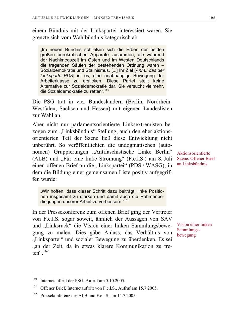 Seite 106 des Verfassungsschutzbericht 2005 Berlin