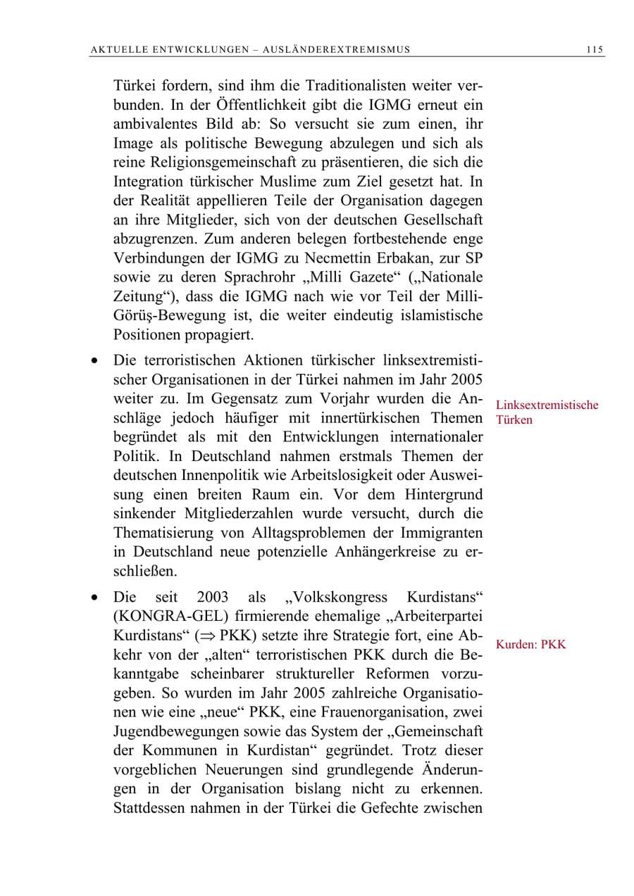 Seite 116 des Verfassungsschutzbericht 2005 Berlin