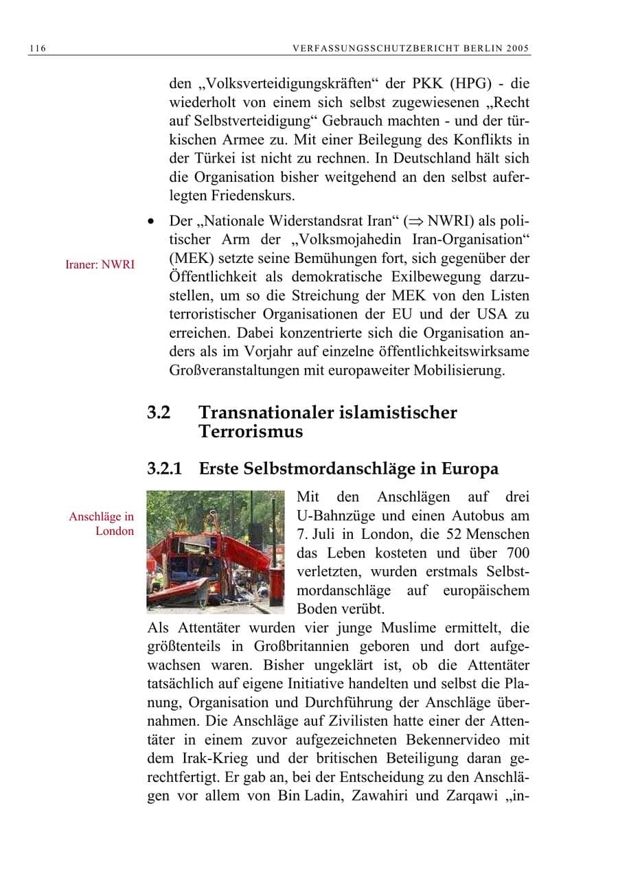 Seite 117 des Verfassungsschutzbericht 2005 Berlin