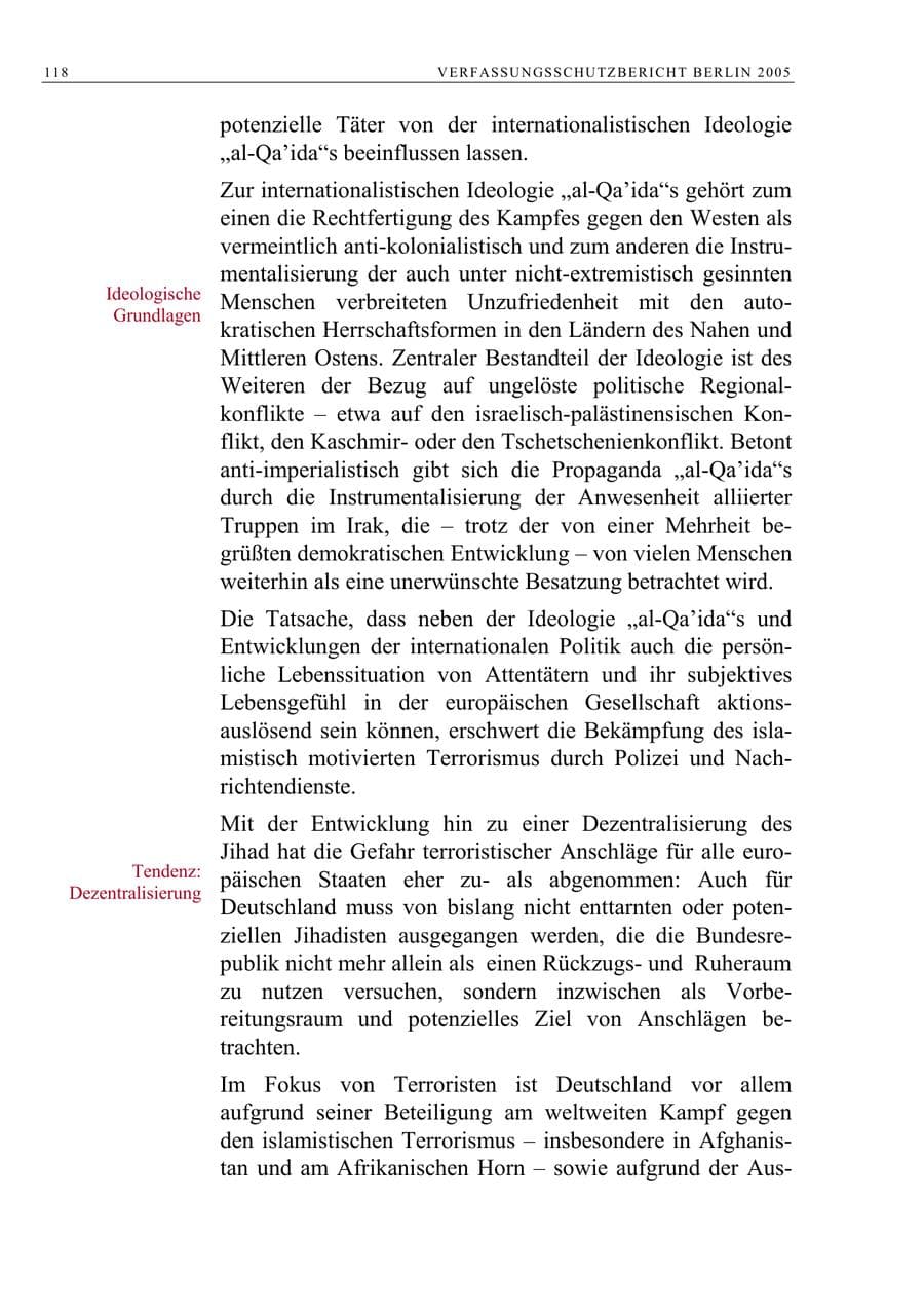 Seite 119 des Verfassungsschutzbericht 2005 Berlin