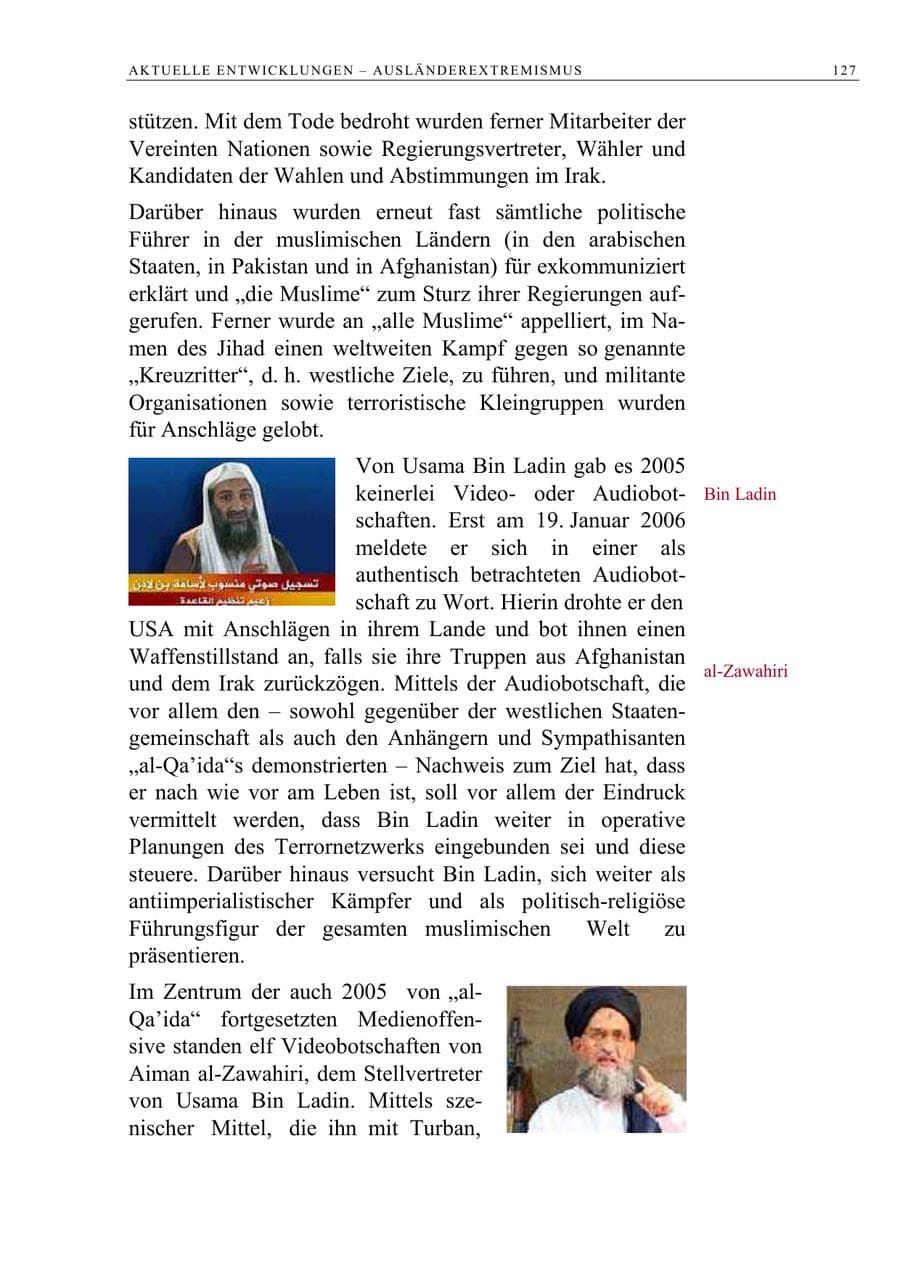 Seite 128 des Verfassungsschutzbericht 2005 Berlin