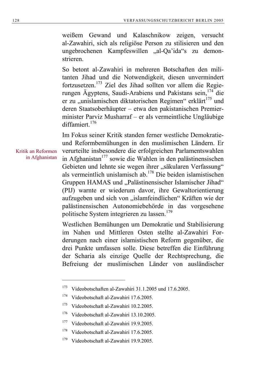 Seite 129 des Verfassungsschutzbericht 2005 Berlin