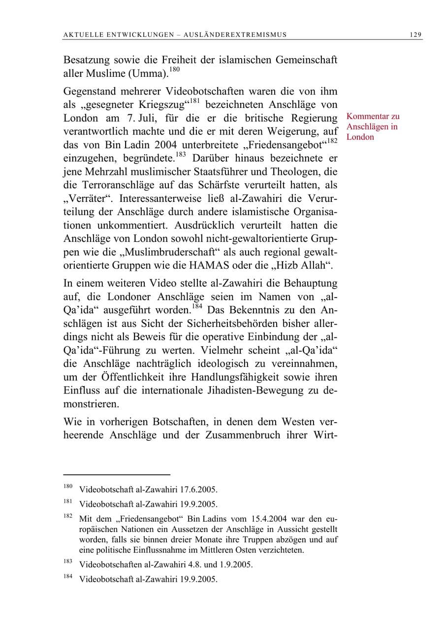 Seite 130 des Verfassungsschutzbericht 2005 Berlin