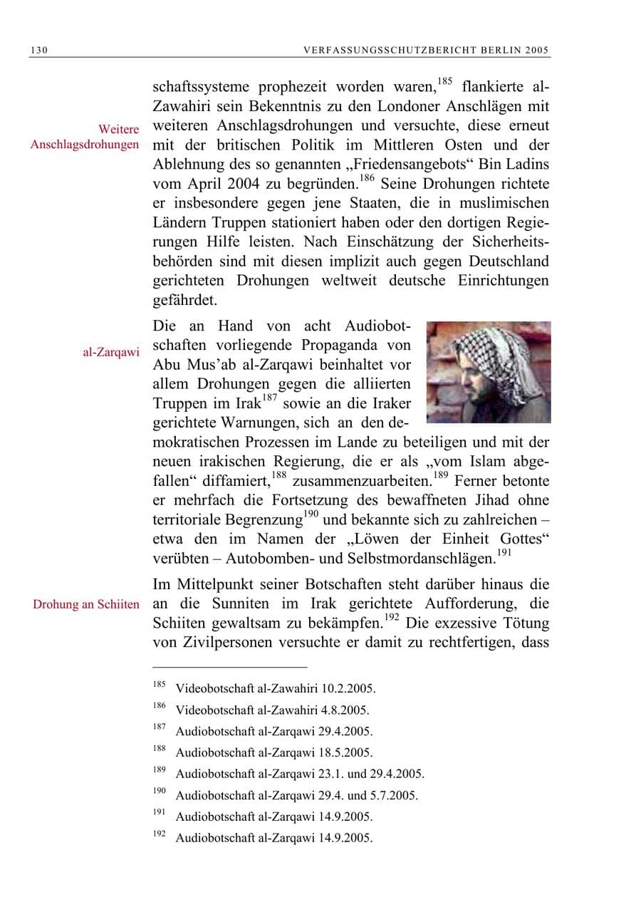 Seite 131 des Verfassungsschutzbericht 2005 Berlin