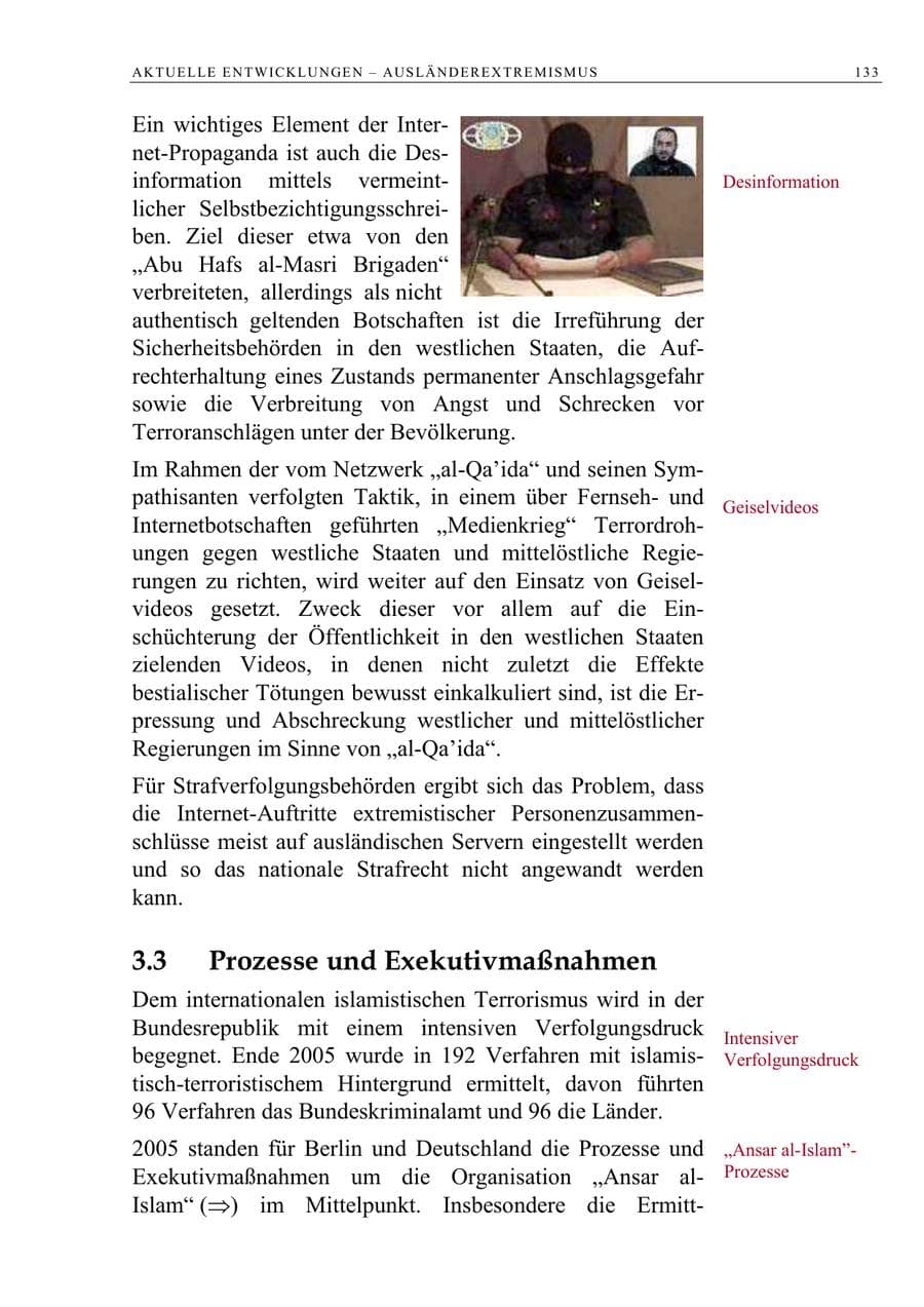 Seite 134 des Verfassungsschutzbericht 2005 Berlin