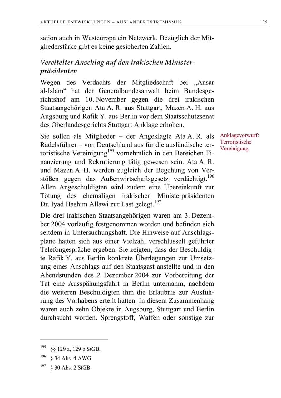 Seite 136 des Verfassungsschutzbericht 2005 Berlin