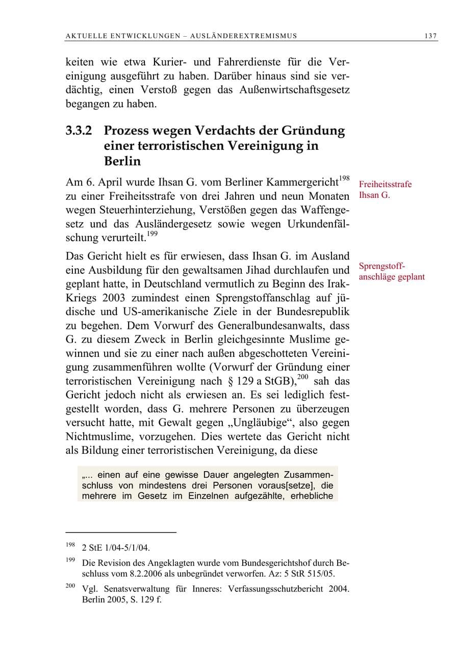 Seite 138 des Verfassungsschutzbericht 2005 Berlin