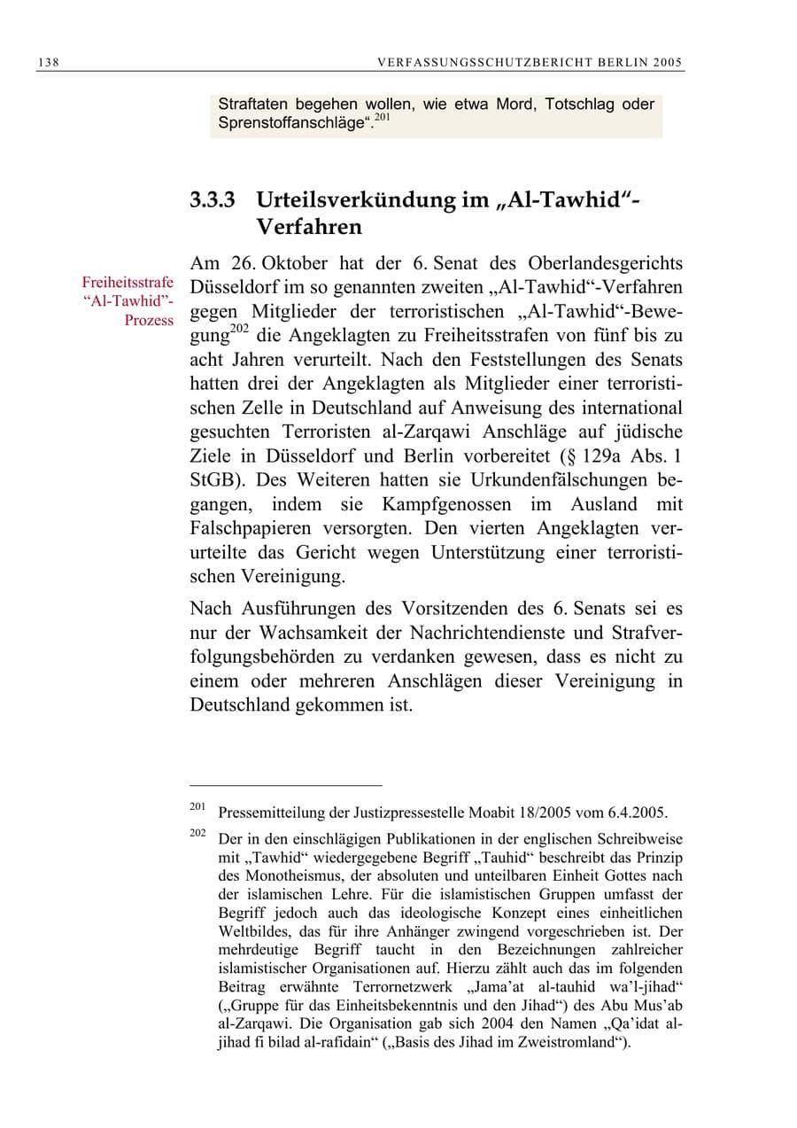 Seite 139 des Verfassungsschutzbericht 2005 Berlin
