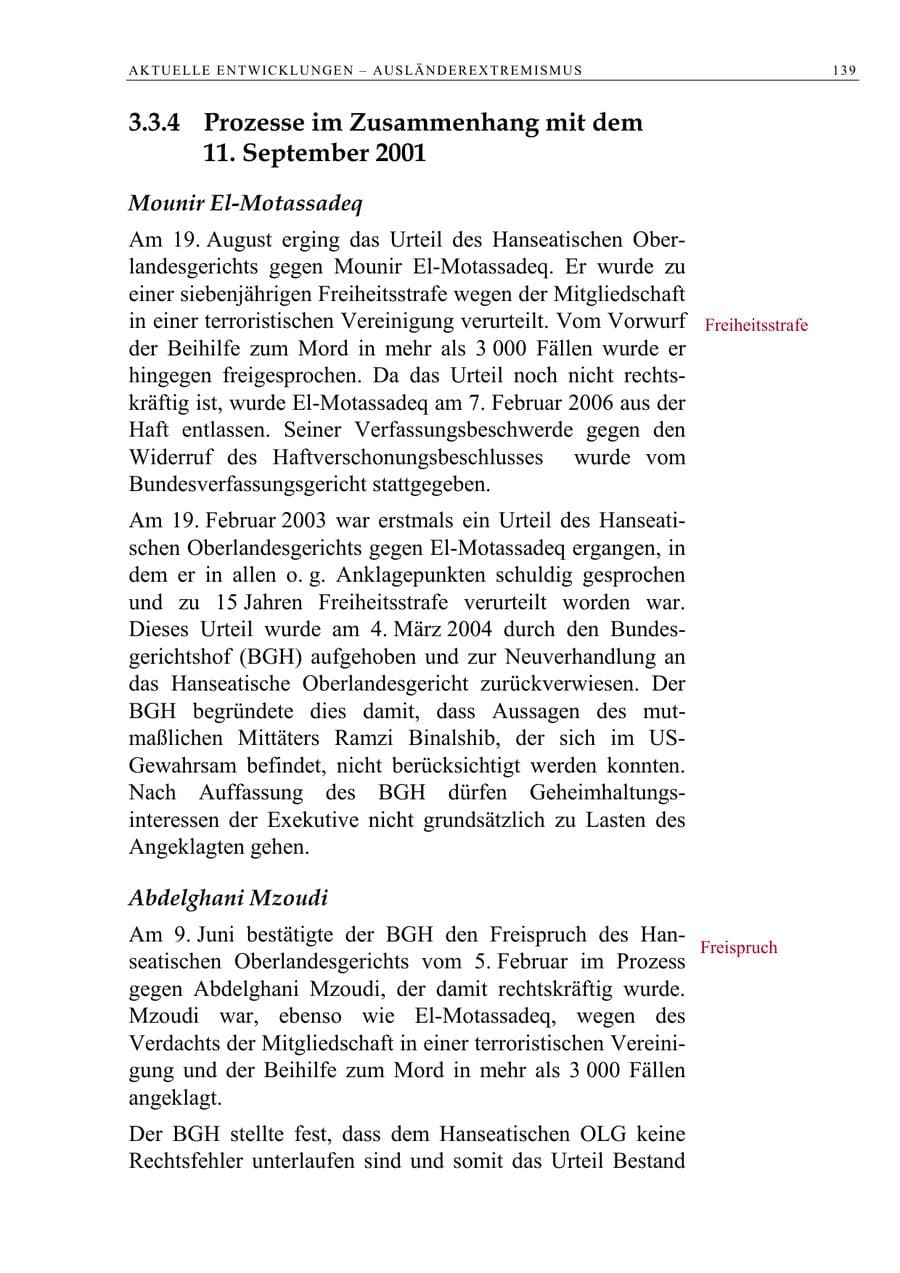 Seite 140 des Verfassungsschutzbericht 2005 Berlin