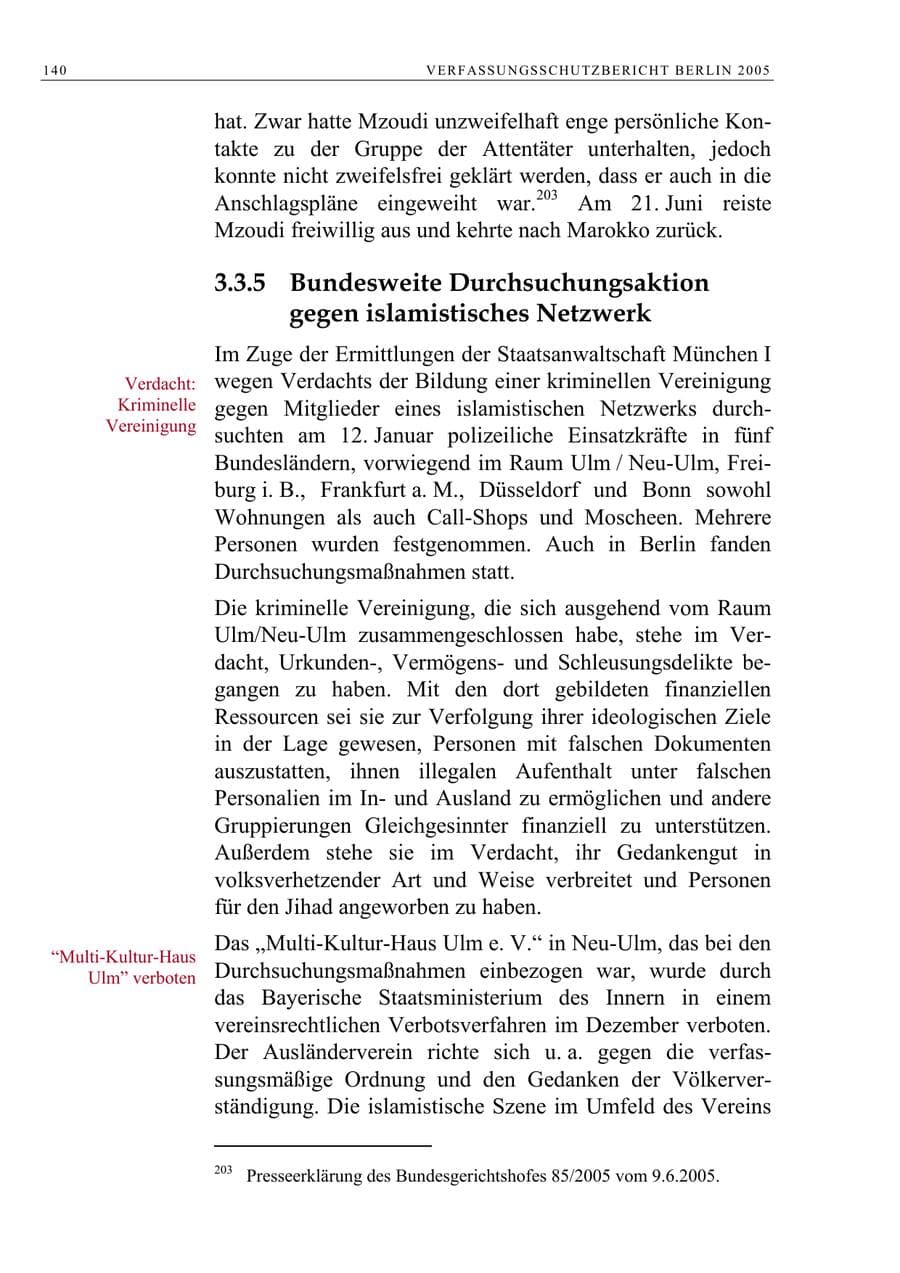 Seite 141 des Verfassungsschutzbericht 2005 Berlin