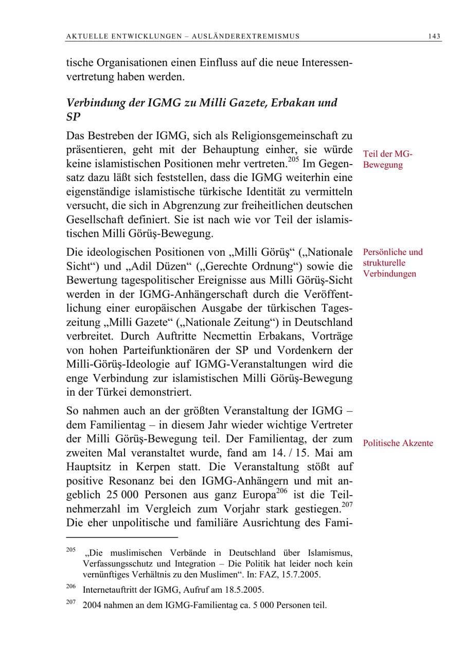 Seite 144 des Verfassungsschutzbericht 2005 Berlin