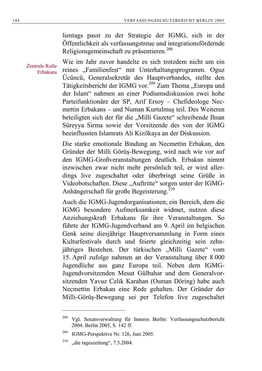 Seite 145 des Verfassungsschutzbericht 2005 Berlin