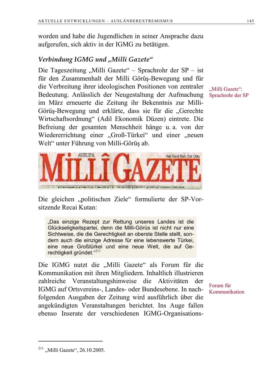 Seite 146 des Verfassungsschutzbericht 2005 Berlin