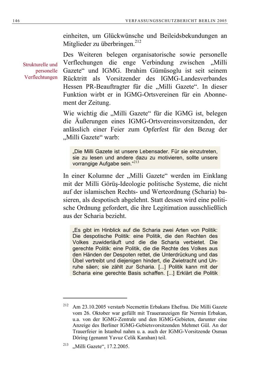 Seite 147 des Verfassungsschutzbericht 2005 Berlin