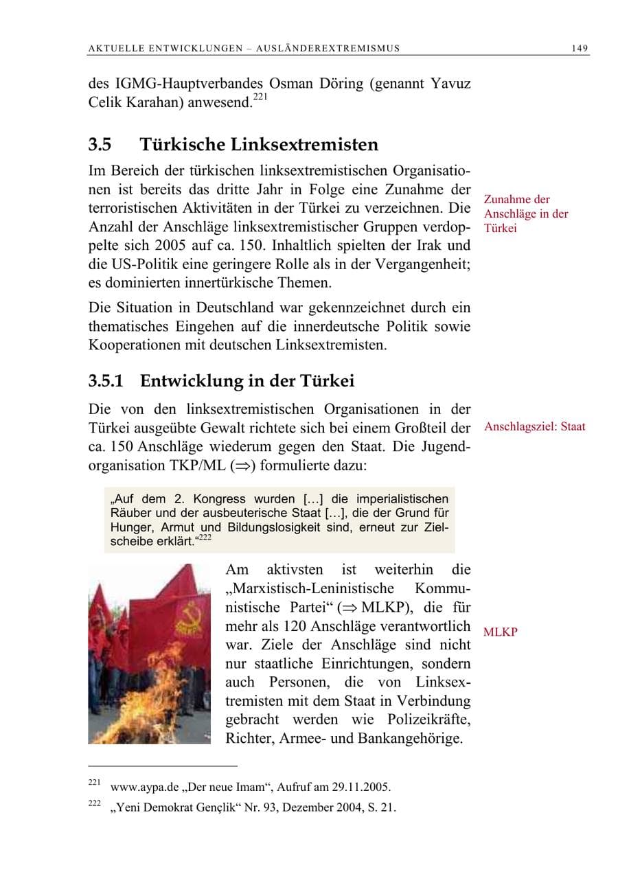 Seite 150 des Verfassungsschutzbericht 2005 Berlin