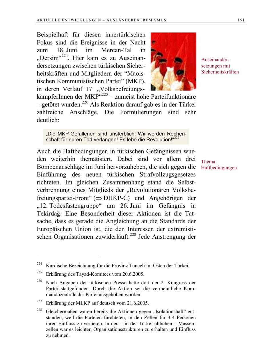 Seite 152 des Verfassungsschutzbericht 2005 Berlin
