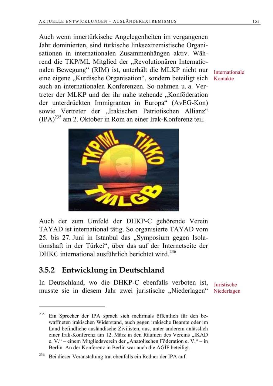 Seite 154 des Verfassungsschutzbericht 2005 Berlin