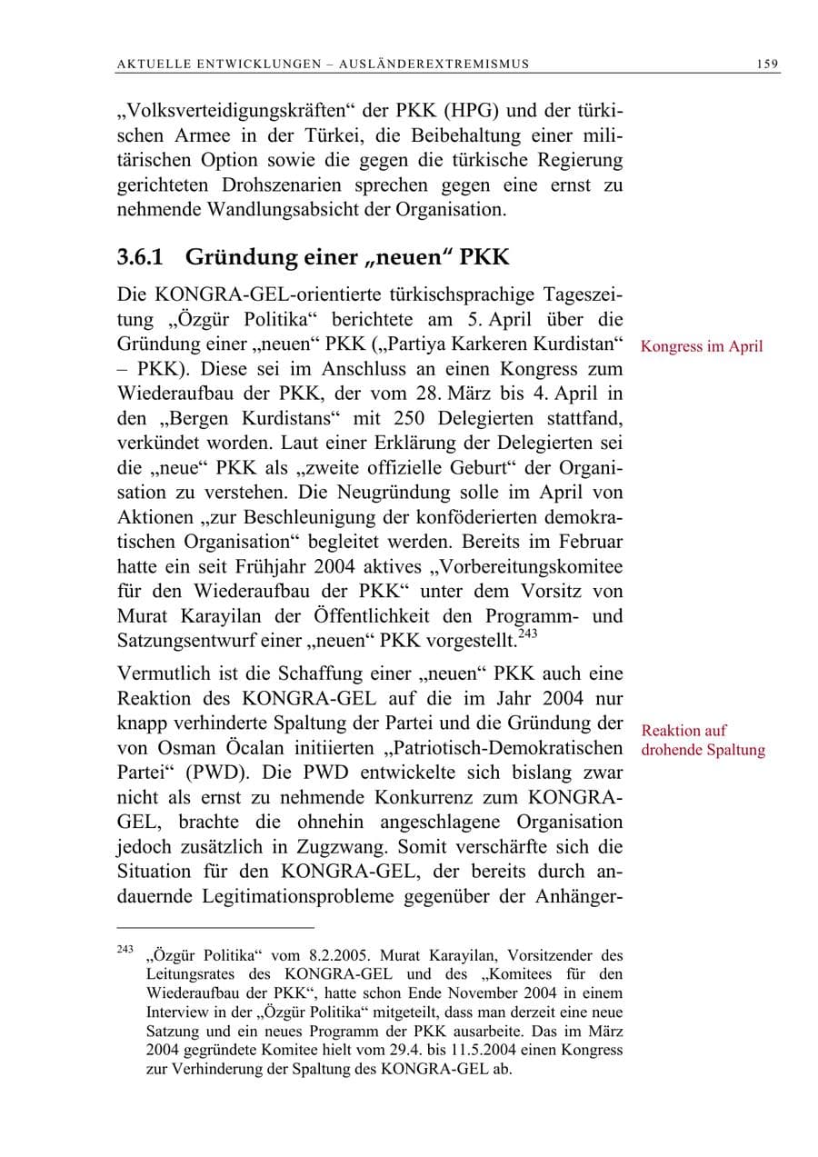 Seite 160 des Verfassungsschutzbericht 2005 Berlin
