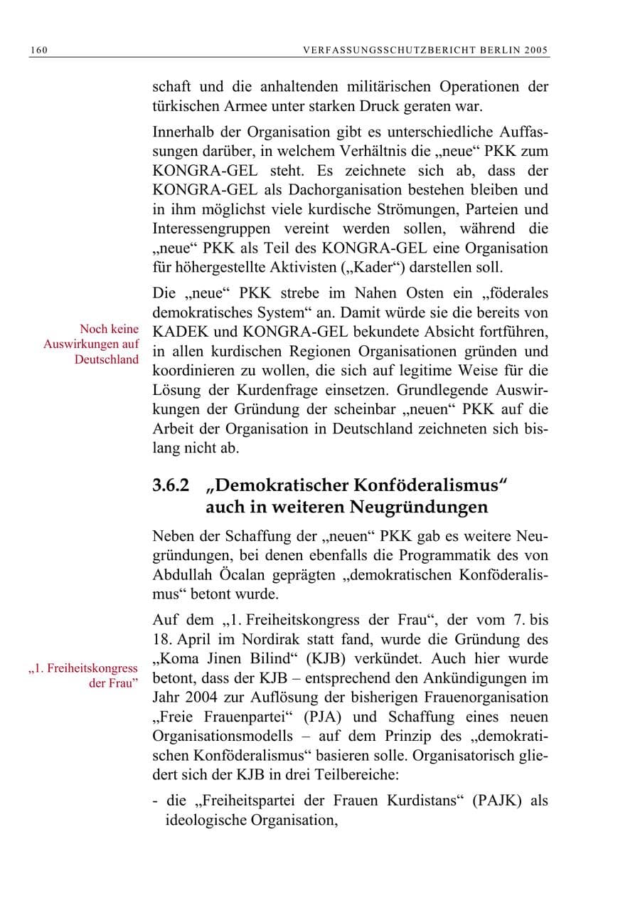 Seite 161 des Verfassungsschutzbericht 2005 Berlin