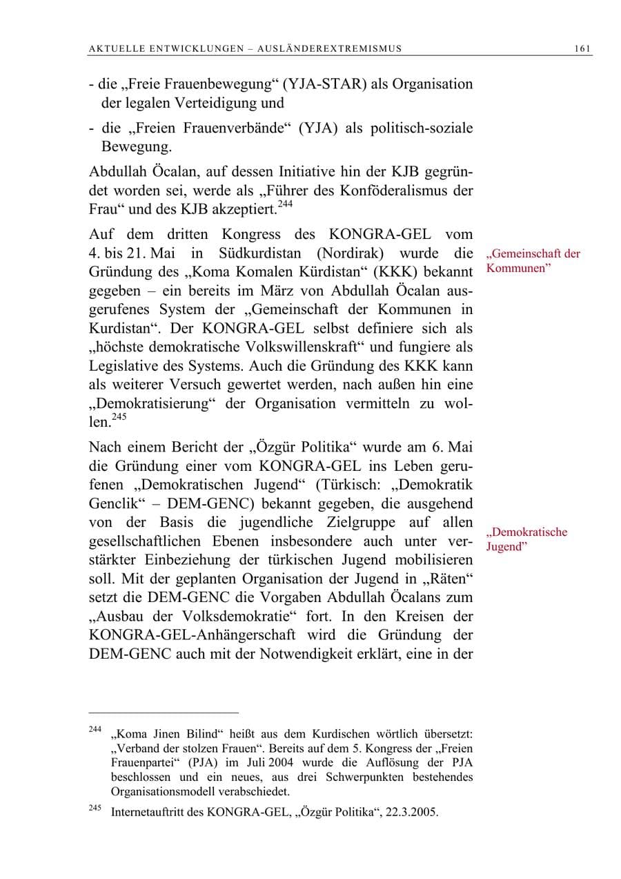 Seite 162 des Verfassungsschutzbericht 2005 Berlin