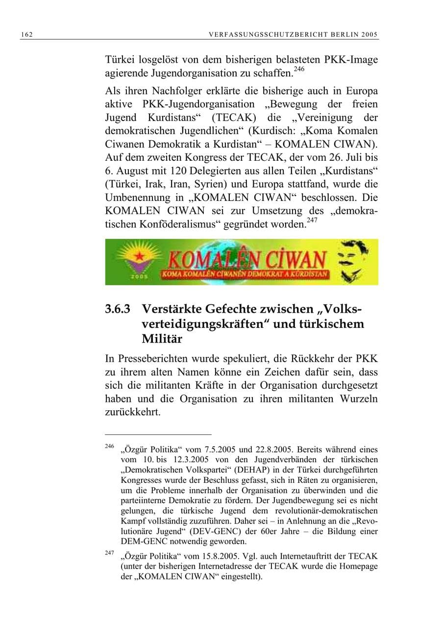 Seite 163 des Verfassungsschutzbericht 2005 Berlin