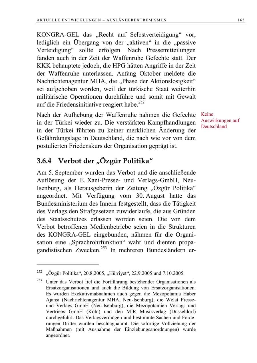 Seite 166 des Verfassungsschutzbericht 2005 Berlin