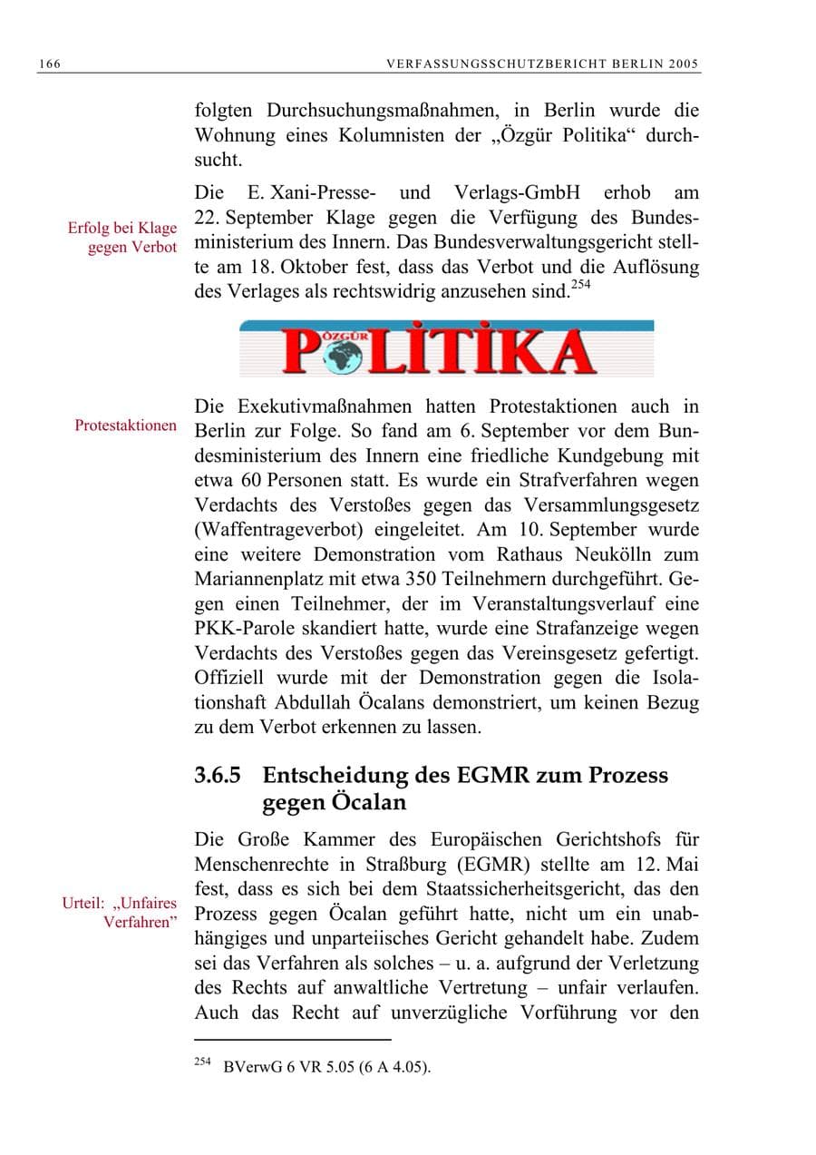 Seite 167 des Verfassungsschutzbericht 2005 Berlin