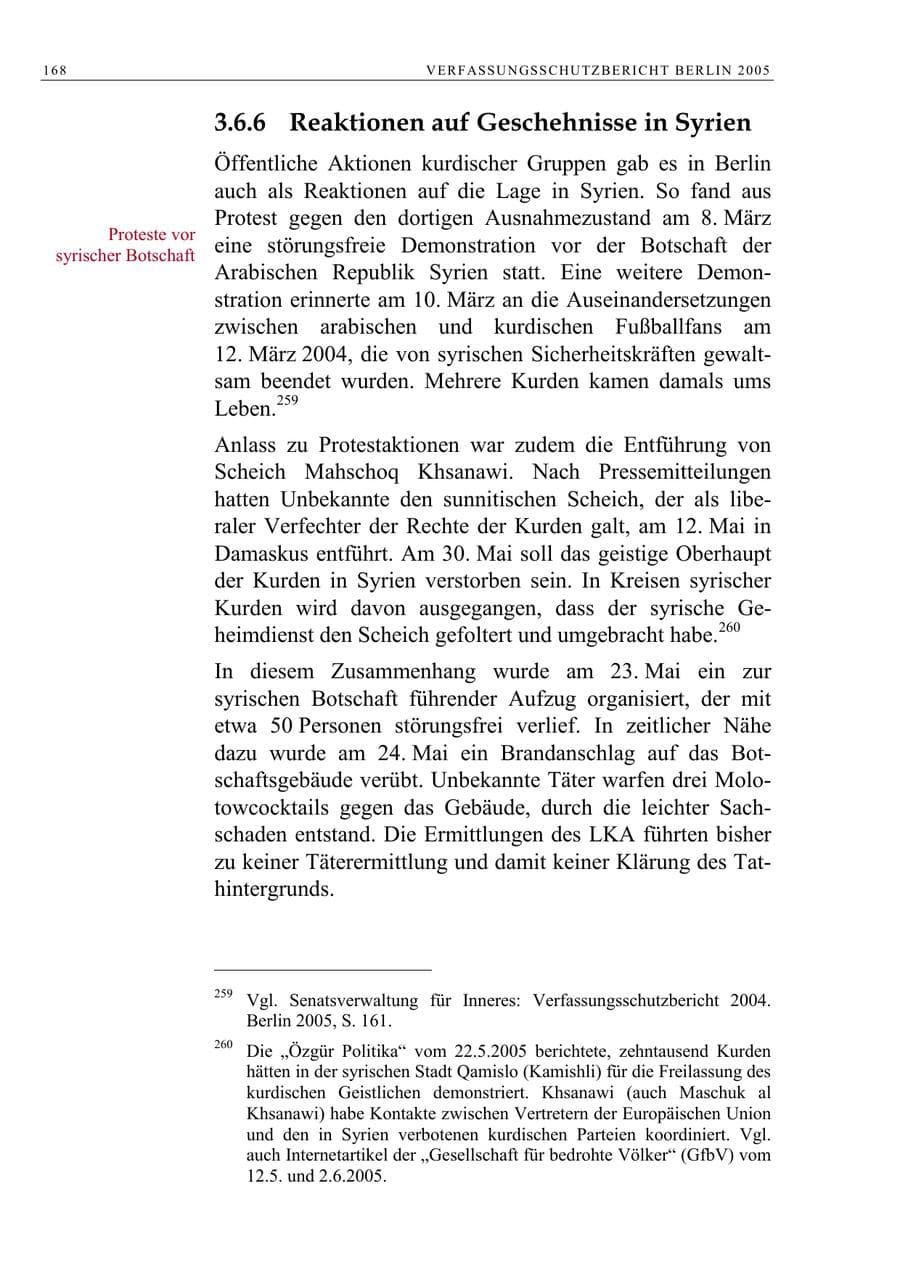 Seite 169 des Verfassungsschutzbericht 2005 Berlin