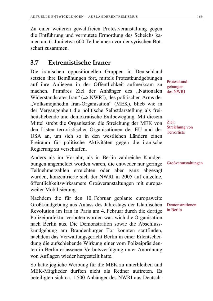 Seite 170 des Verfassungsschutzbericht 2005 Berlin