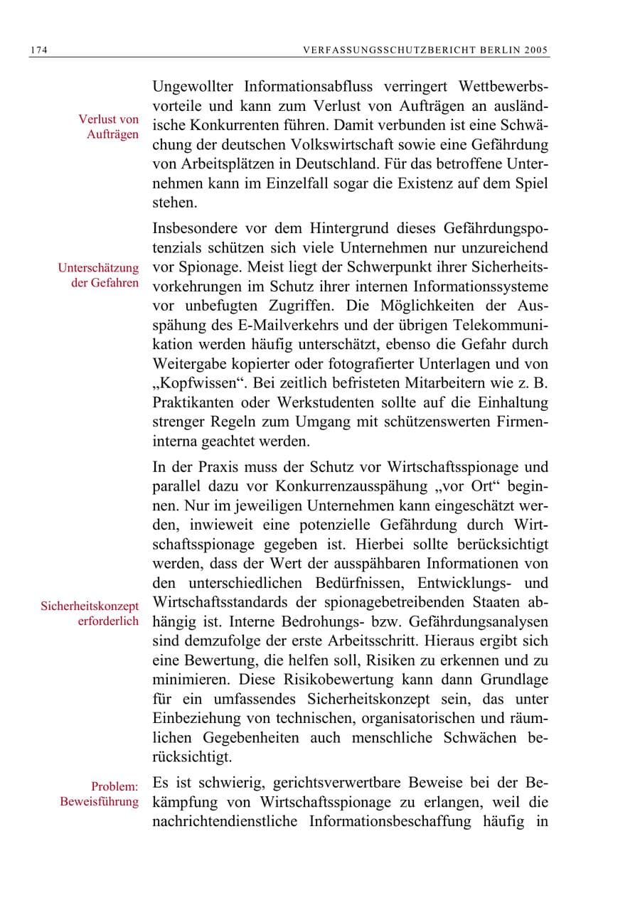 Seite 175 des Verfassungsschutzbericht 2005 Berlin