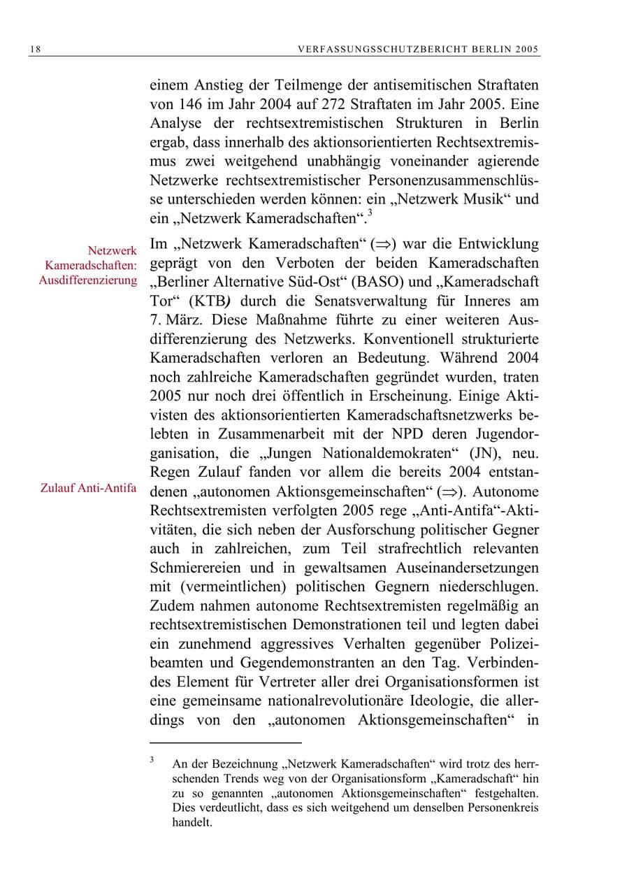 Seite 19 des Verfassungsschutzbericht 2005 Berlin