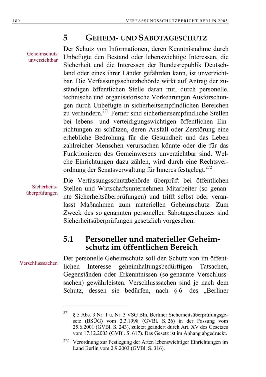 Seite 181 des Verfassungsschutzbericht 2005 Berlin