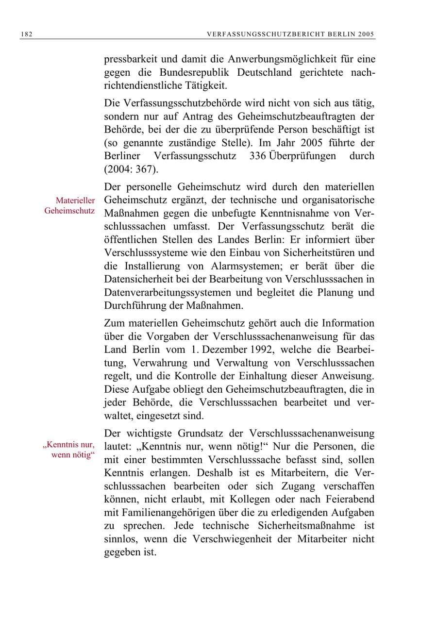 Seite 183 des Verfassungsschutzbericht 2005 Berlin