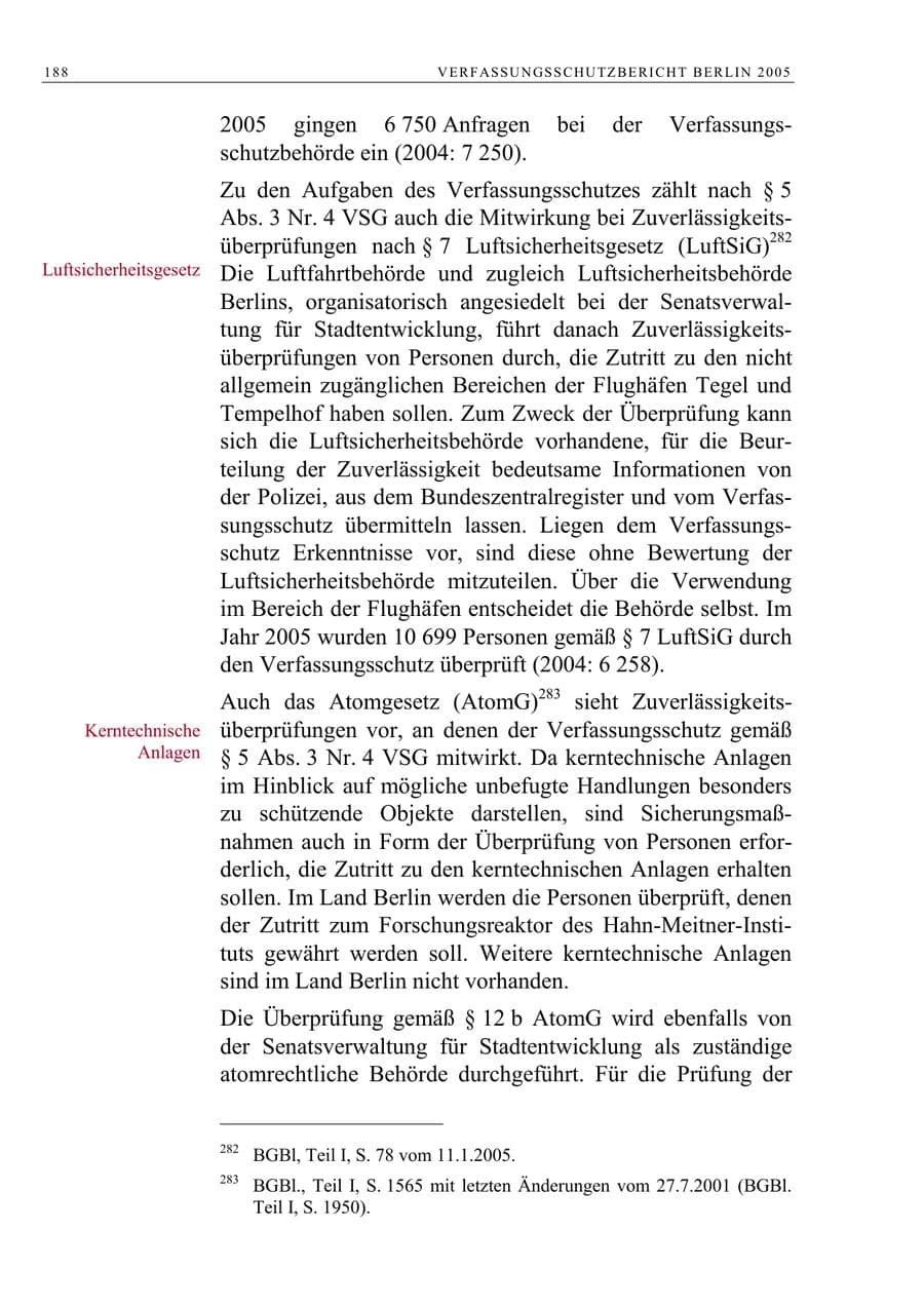 Seite 189 des Verfassungsschutzbericht 2005 Berlin