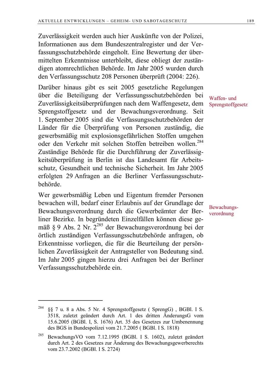 Seite 190 des Verfassungsschutzbericht 2005 Berlin