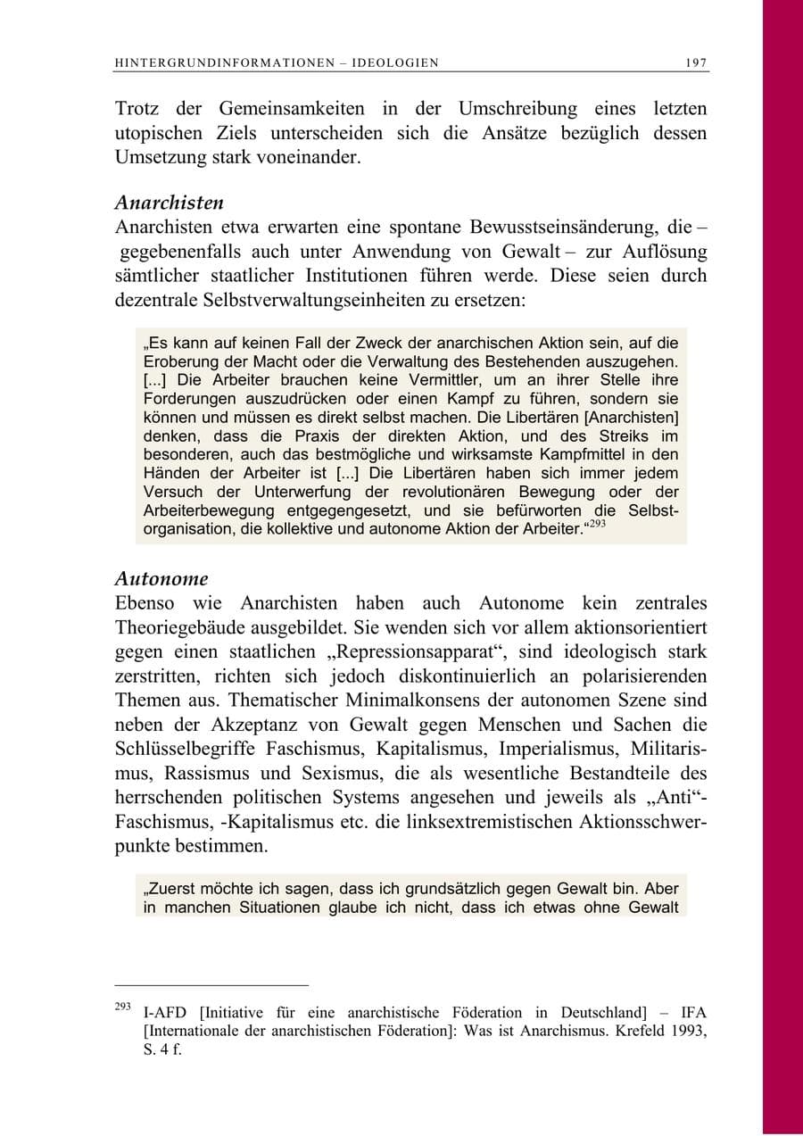 Seite 198 des Verfassungsschutzbericht 2005 Berlin