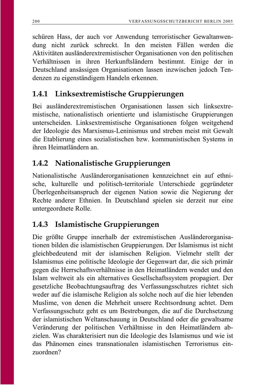 Seite 201 des Verfassungsschutzbericht 2005 Berlin