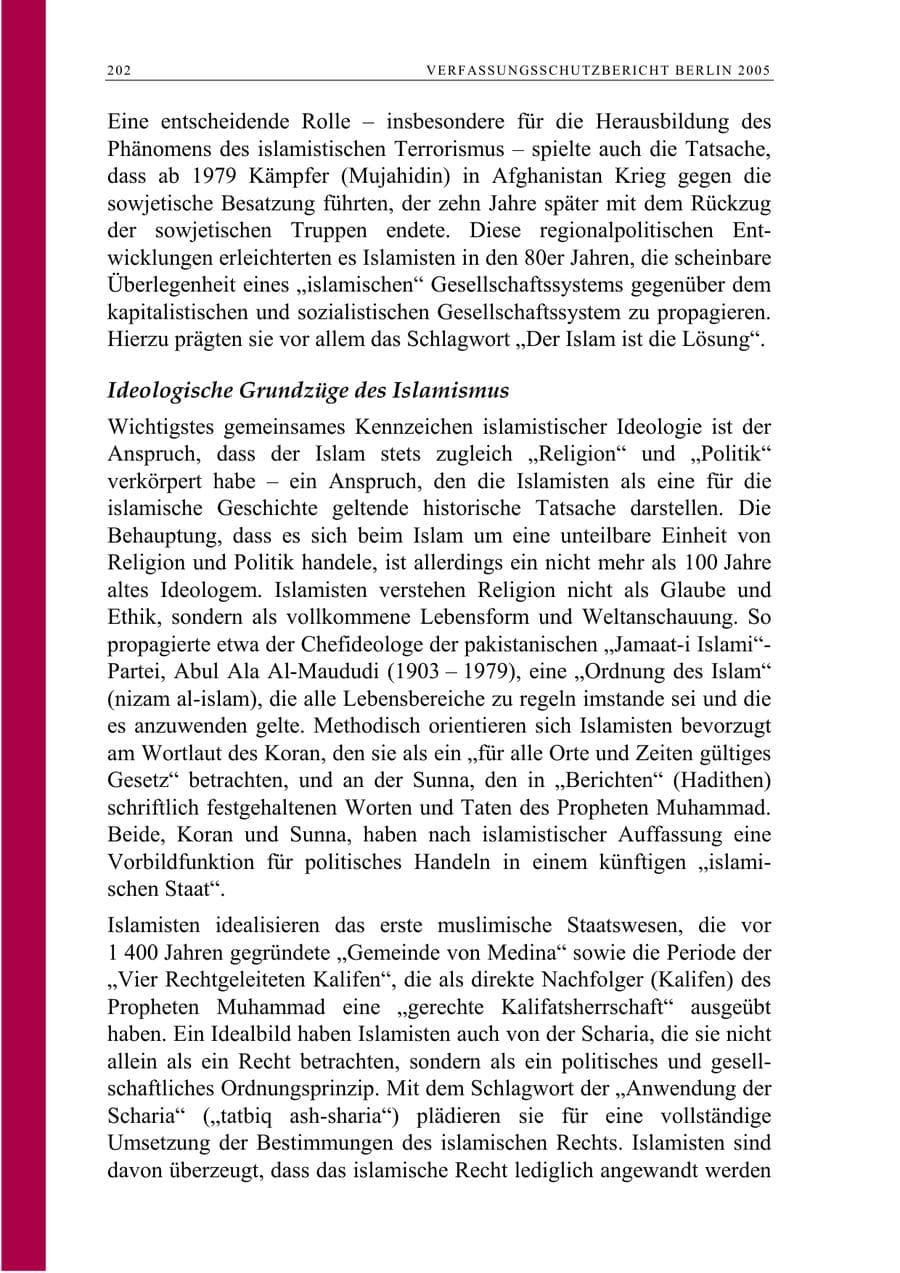 Seite 203 des Verfassungsschutzbericht 2005 Berlin