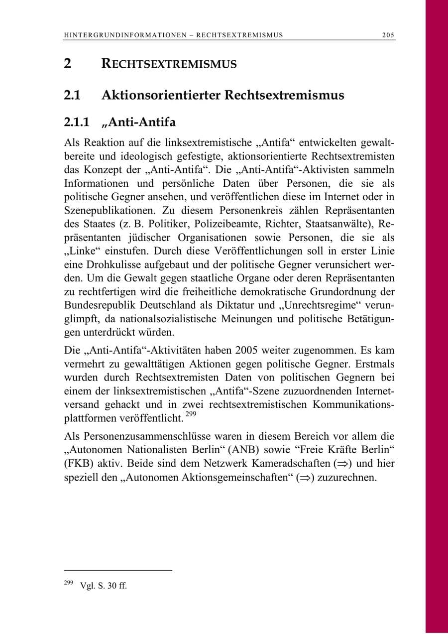 Seite 206 des Verfassungsschutzbericht 2005 Berlin