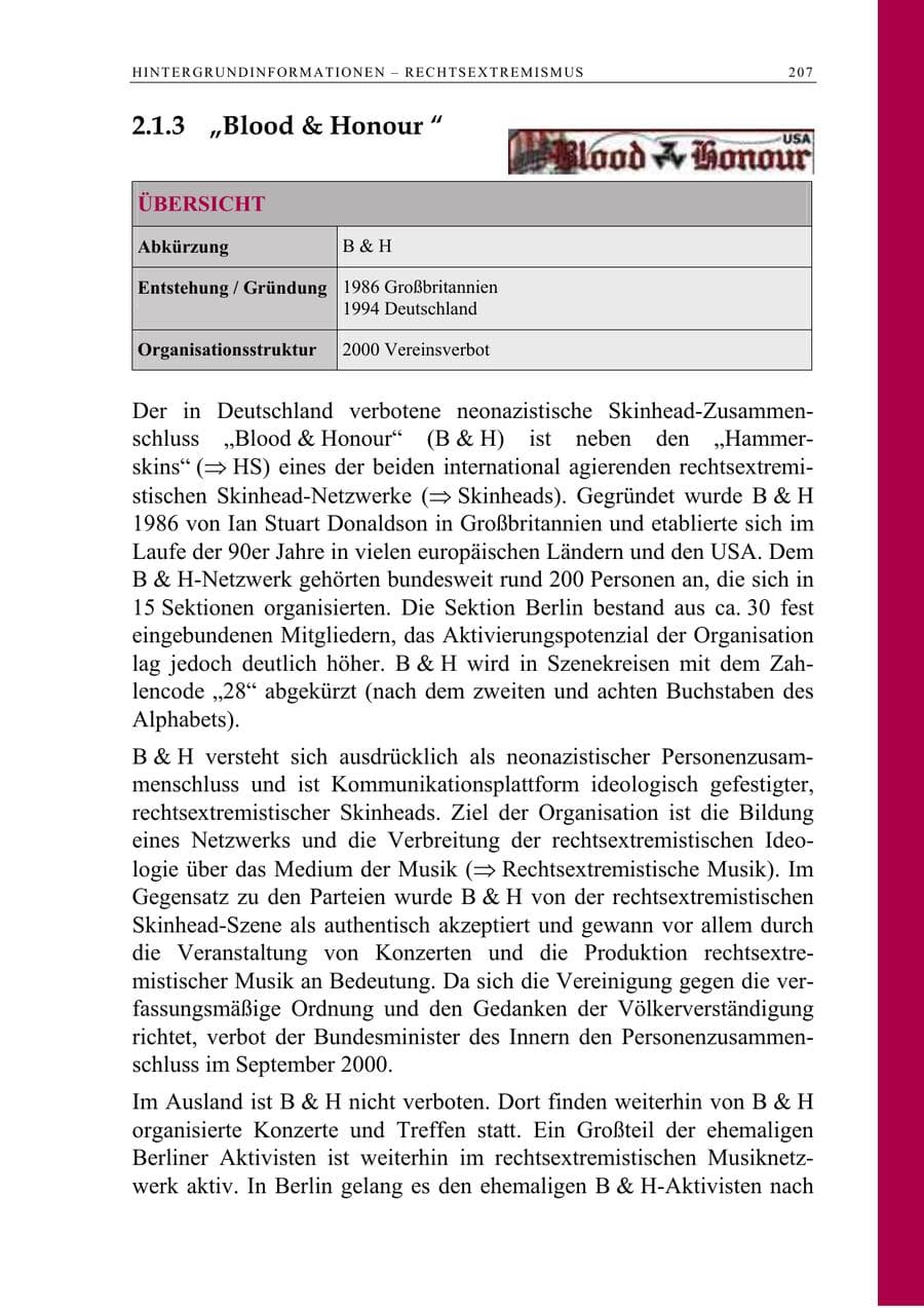 Seite 208 des Verfassungsschutzbericht 2005 Berlin