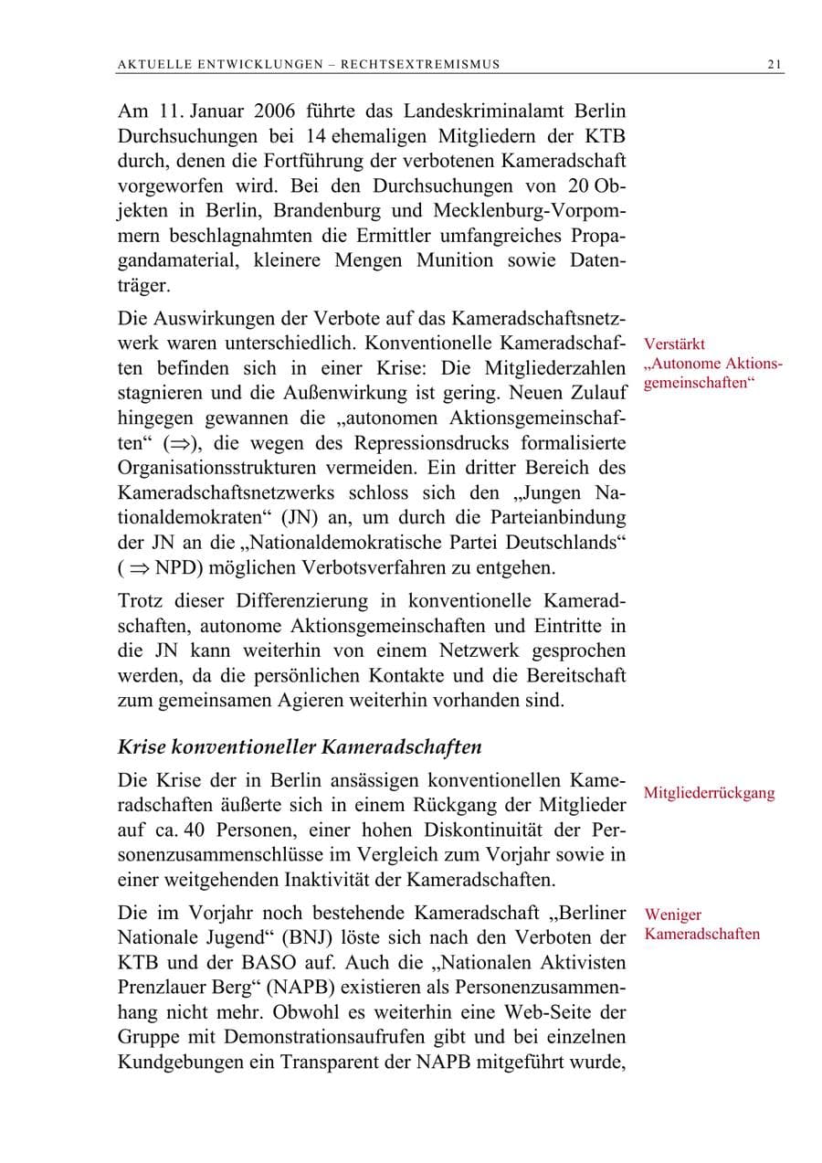Seite 22 des Verfassungsschutzbericht 2005 Berlin