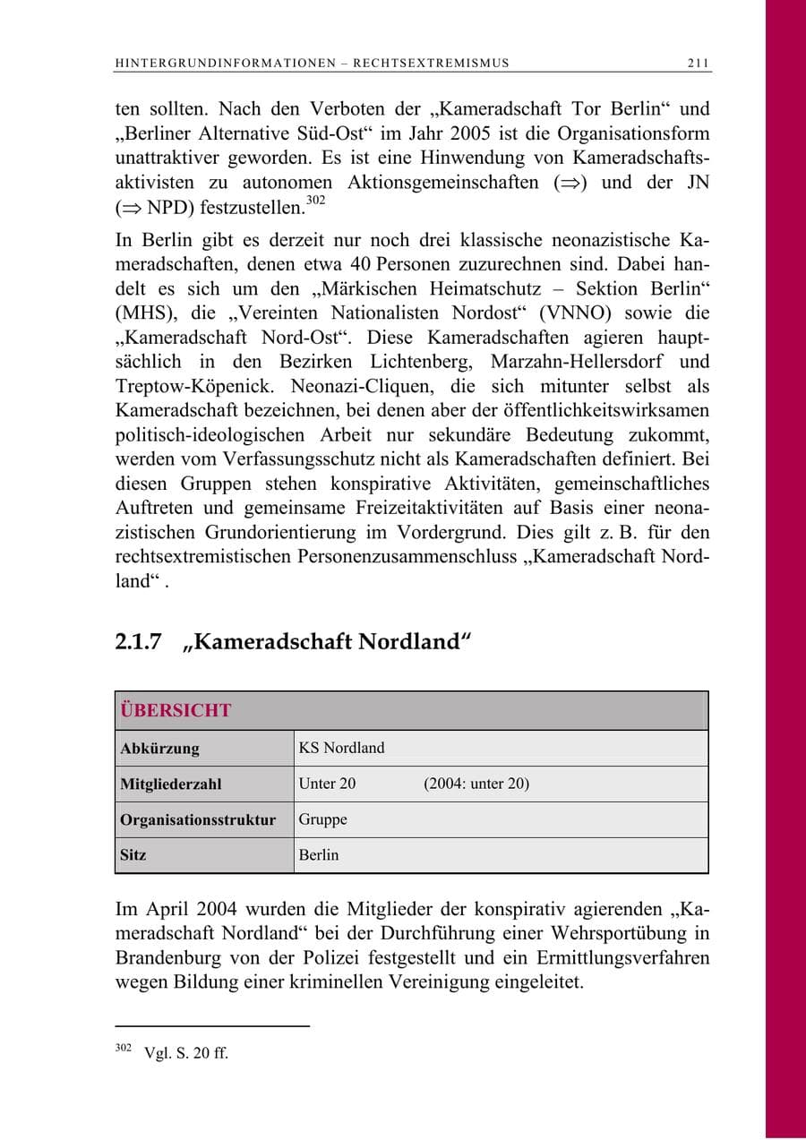 Seite 212 des Verfassungsschutzbericht 2005 Berlin