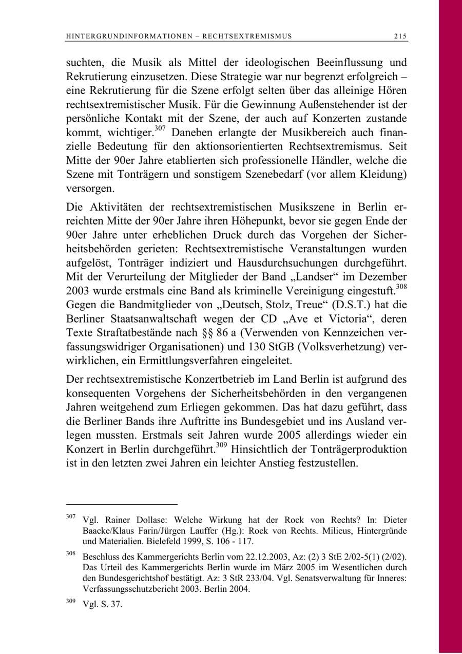 Seite 216 des Verfassungsschutzbericht 2005 Berlin