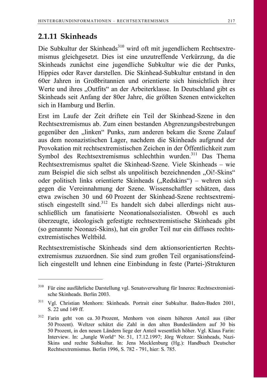 Seite 218 des Verfassungsschutzbericht 2005 Berlin