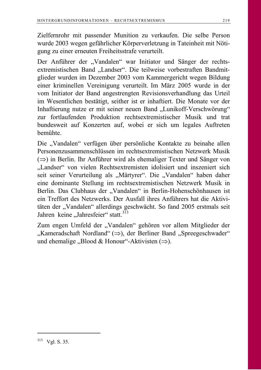 Seite 220 des Verfassungsschutzbericht 2005 Berlin