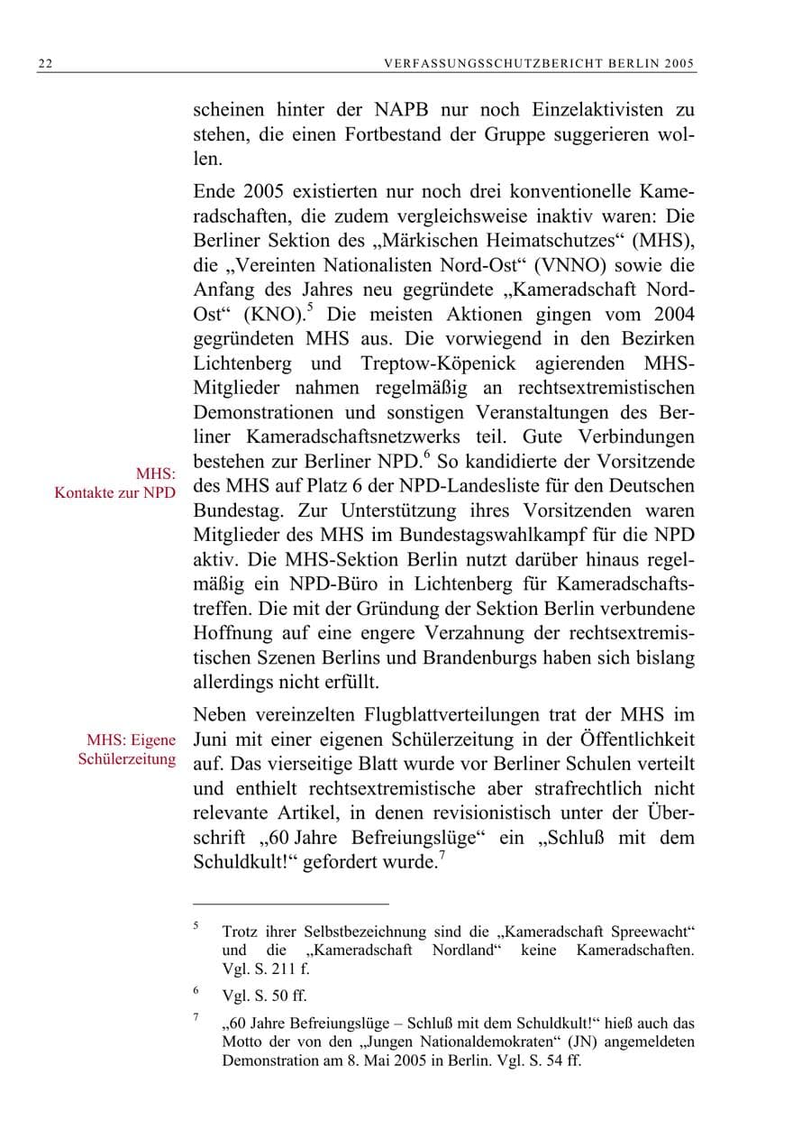 Seite 23 des Verfassungsschutzbericht 2005 Berlin