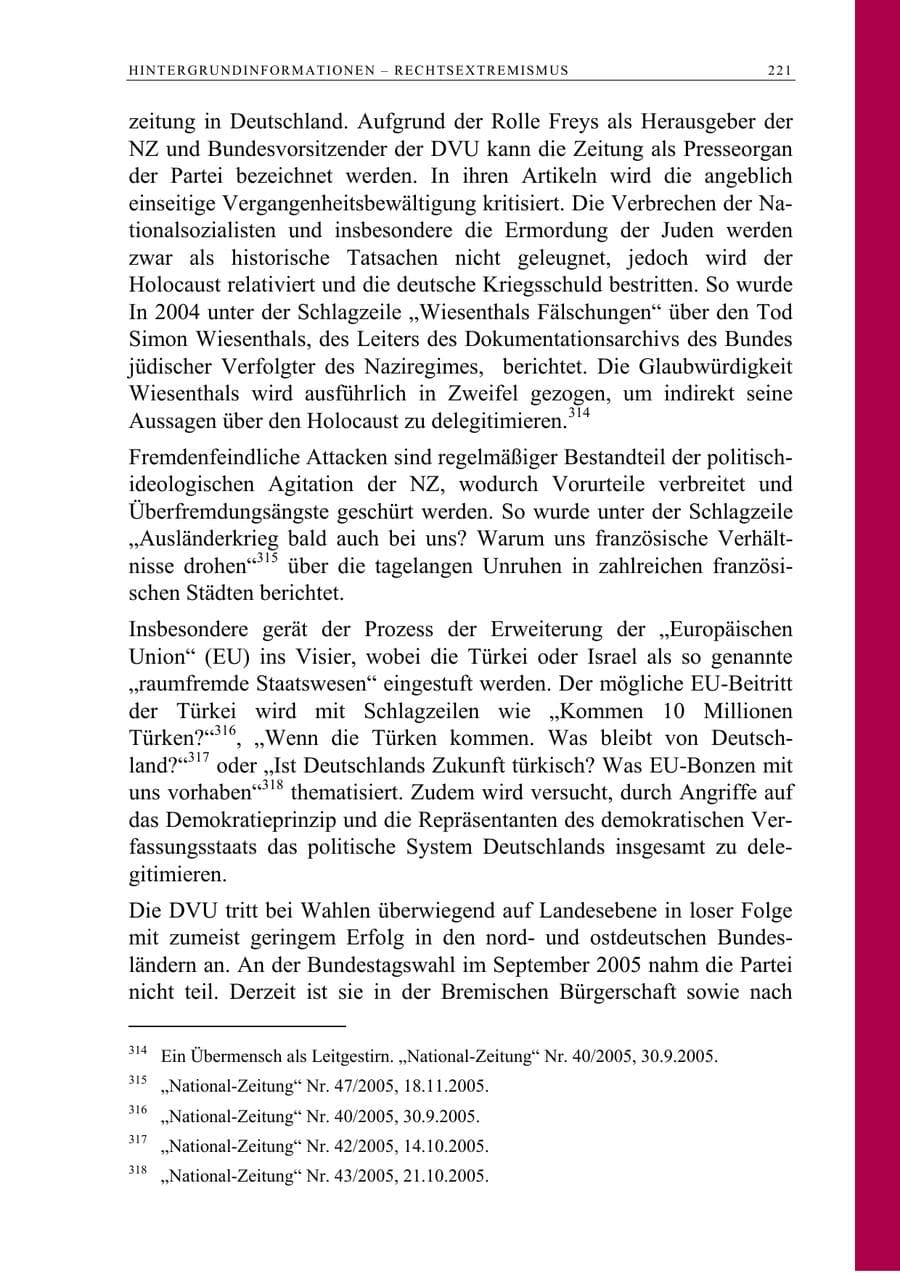 Seite 222 des Verfassungsschutzbericht 2005 Berlin