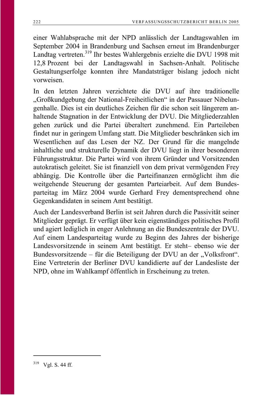 Seite 223 des Verfassungsschutzbericht 2005 Berlin