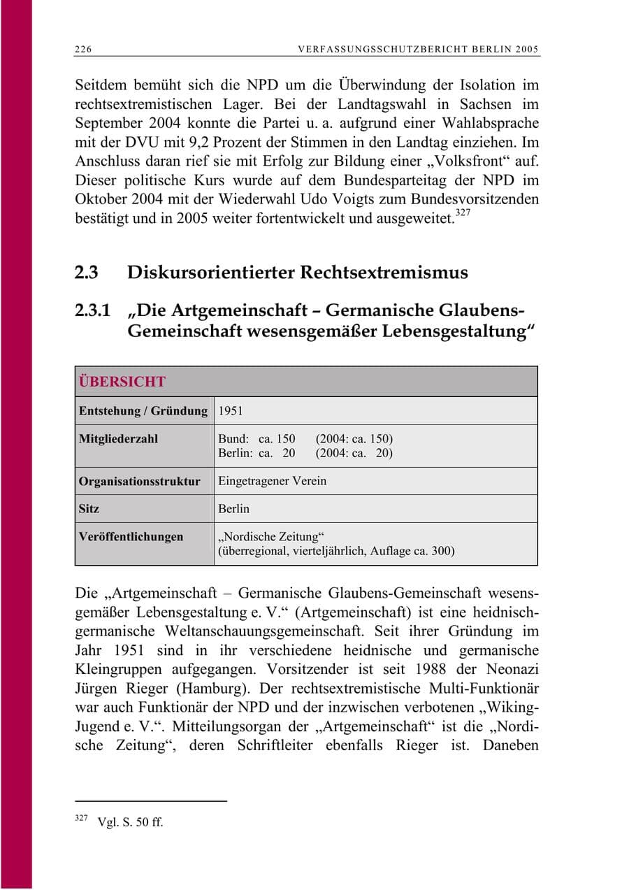 Seite 227 des Verfassungsschutzbericht 2005 Berlin
